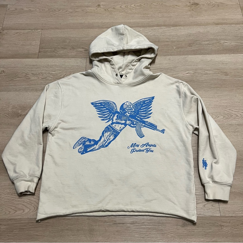 Homme Femme Pullover Hoodie Protect Cherub Angels
Adult Size Lareg